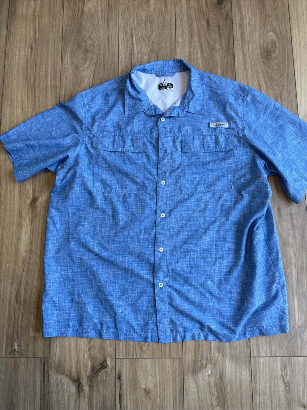 Habit Fishing Outdoor Vented Button Shirt Mesh Back Mens Sz 2XL Fishing Blue
